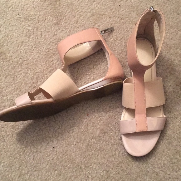 Calvin Klein Leather Nude Gladiator Sandal - Picture 2 of 4